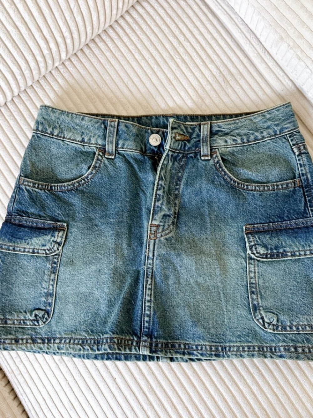 H&M Divided Denim Cargo Mini Skirt Blue Wash Size 0 NWT Y2K